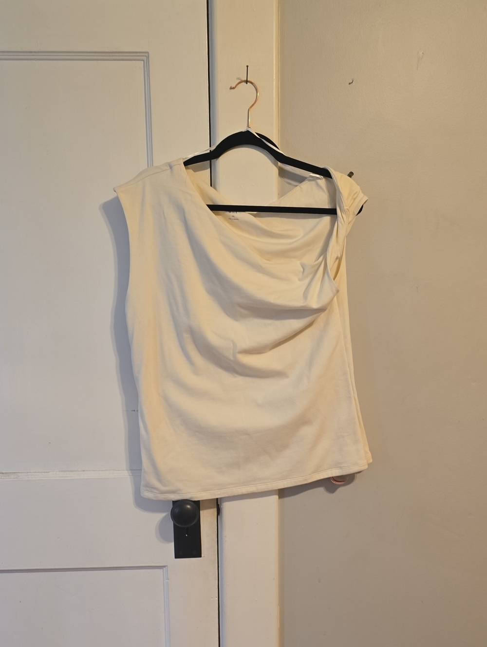 GAP Cream Draped-Neck Sleeveless Tank